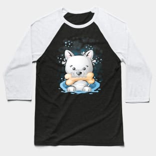 Puppy in Water Puddle Baseball T-Shirt